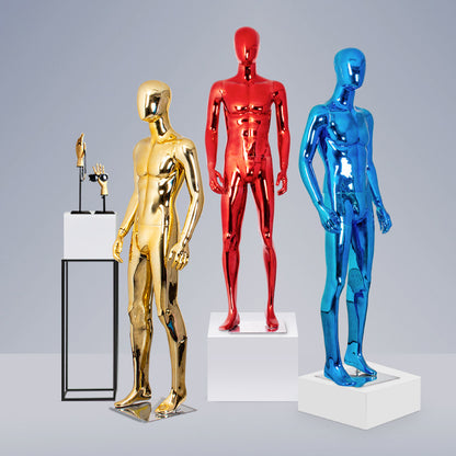 Brand Clothing Electroplated Mannequin | Full - Body Colorful Fiberglass Resin Golden Men's Clothing Window Display Rack