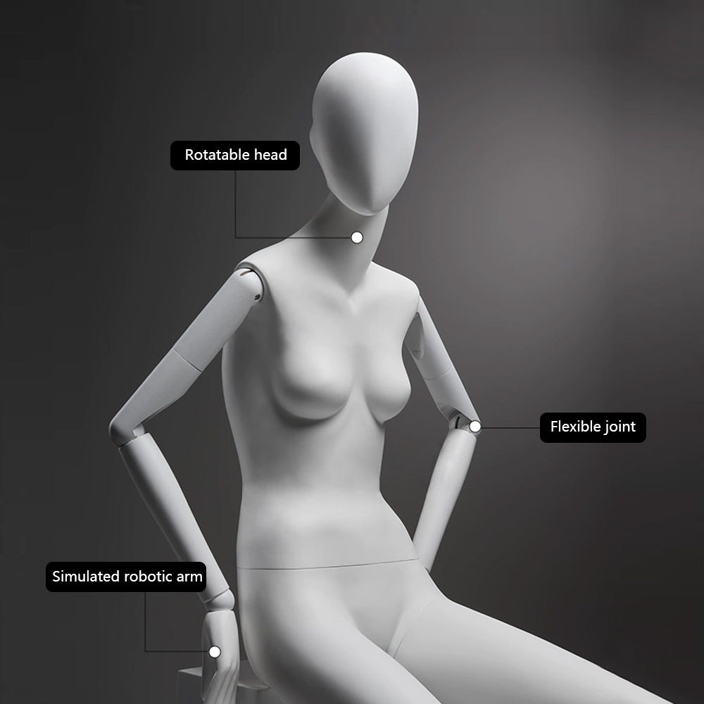 Jelimate Luxury White Full Body Mannequin Dress Form,Female Full Body Display Mannequin,Female Mannequin Torso With High Heel,Retail Clothing Store Female Display Mannequin,Clothing Display Model With White Arms JE0253
