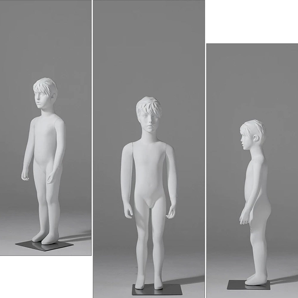 JELIMATE Child & Teen Full Body Mannequin with Face | Matte White Kids Display