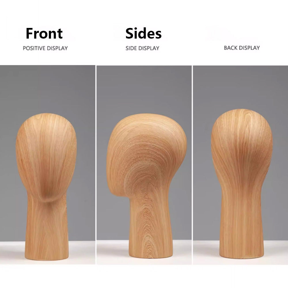 Wood Grain Mannequin Head Display Stand - Tabletop Hat Wig Holder for Retail Stores & Closet Organization