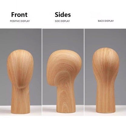 Wood Grain Mannequin Head Display Stand - Tabletop Hat Wig Holder for Retail Stores & Closet Organization