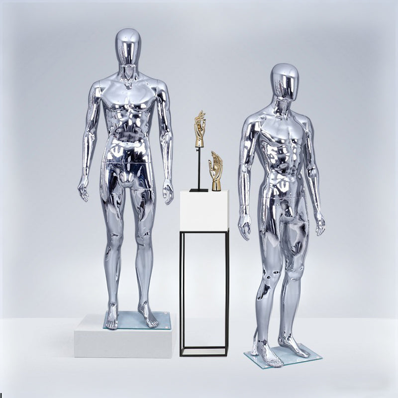 Professional Male Mannequin - Electroplated Display with Rotating Head