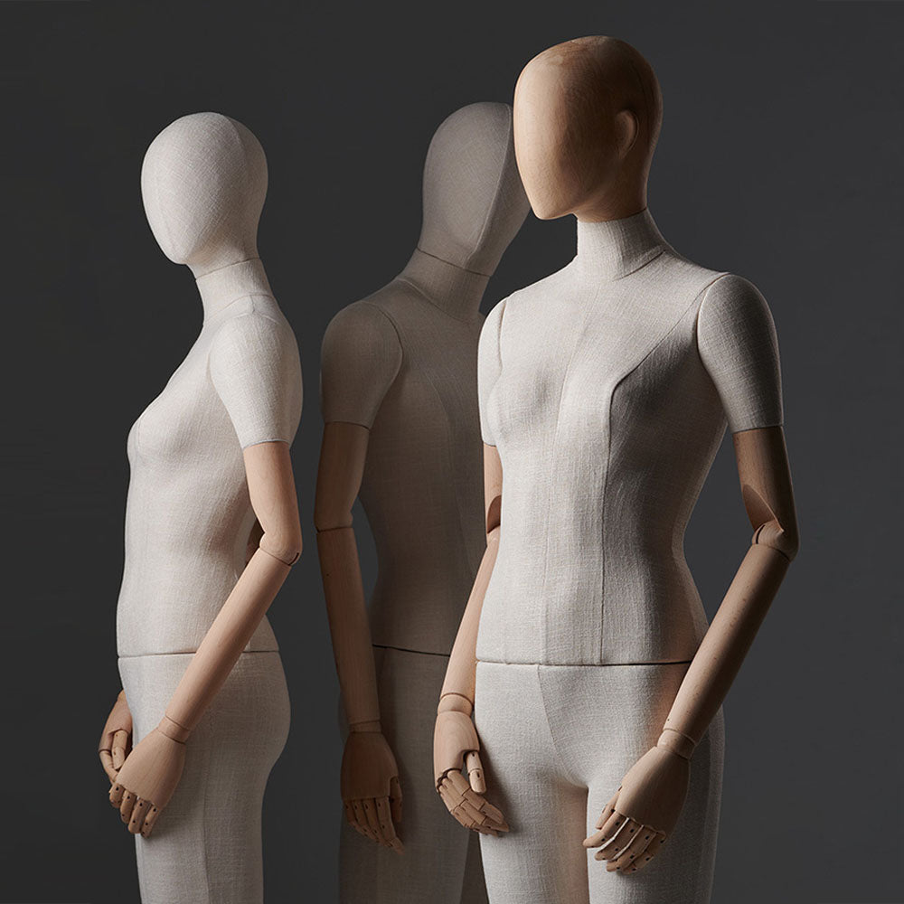 JELIMATE Fabric Mannequin (Male & Female) with Wooden Arms | for Wedding Gowns & Suit Showcase