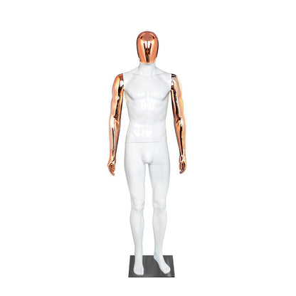 Premium Matte Black & Gold Electroplated Male Mannequin - Full Body Display for High-End Retail