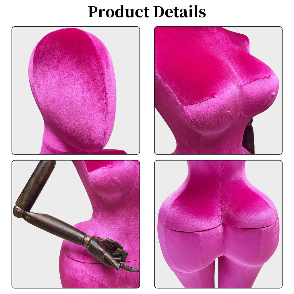 JELIMATE Plus Size Velvet Female Mannequin | Curvy Hourglass Full Body Display Form