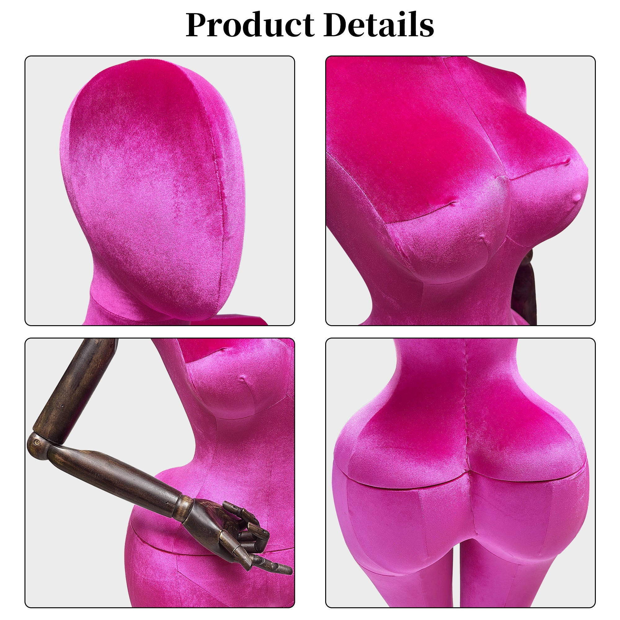 JELIMATE Plus Size Velvet Female Mannequin | Curvy Hourglass Full Body Display Form