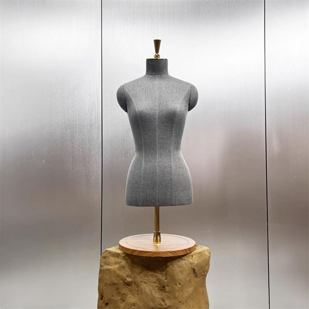 JELIMATE Luxury Half Body Mannequin Torso - Premium Dress Form with Integrated Pant & Shoe Rack and Solid Wooden Base
