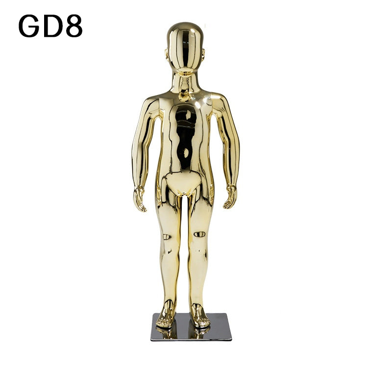 Luxury Gold Kids Mannequin Display | Mirror Finish Child Full Body Window Display Mannequin | JELIMATE