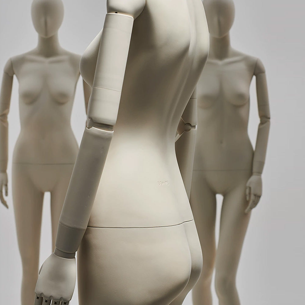 JELIAMTE | Handcrafted Female Mannequin with Articulated Real Wood Arms & Mirror Base