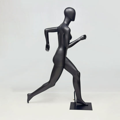 Running Mannequin Full Body Black Fiberglass Athletic Display Stand Male Female Gym Store