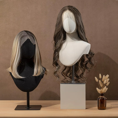 JELIMATE Fabric Mannequin Head Display Stand for Wigs Hats Scarves with Adjustable Base