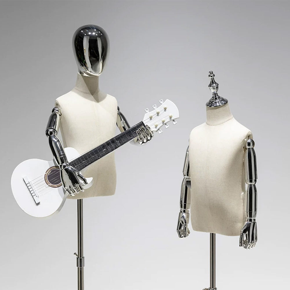 JELIMATE Kids Electroplated Mannequin | Gold Silver Dress Form for Kids Streetwear Display
