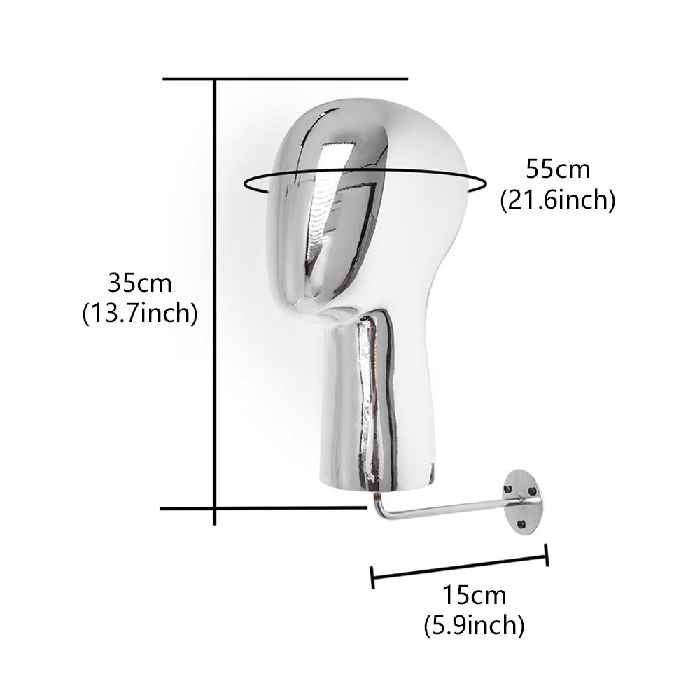 Luxury Electroplated Wall-Mounted Mannequin Head Display - Hat & Wig Stand Gold/Silver