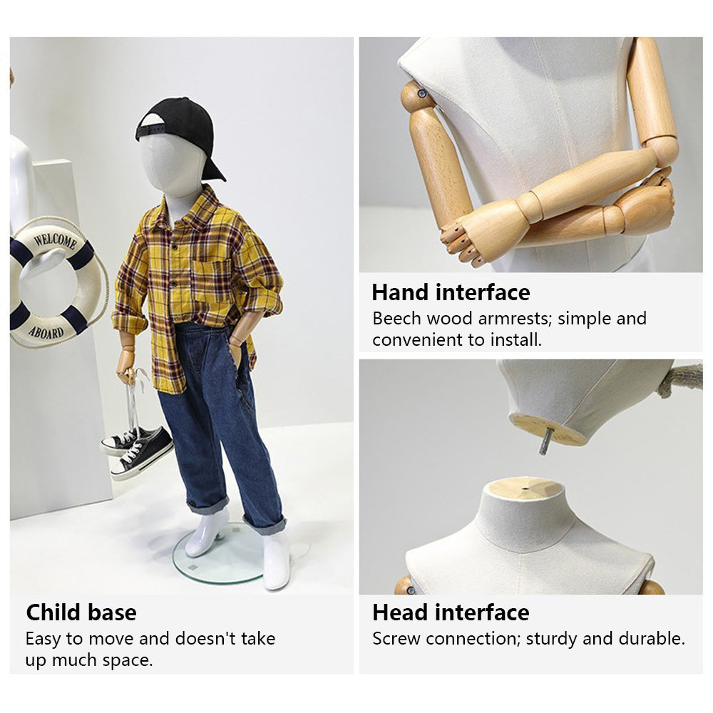 JELIMATE linen Kids Full Body Mannequin Child Dress Form for Clothing Store Window Display