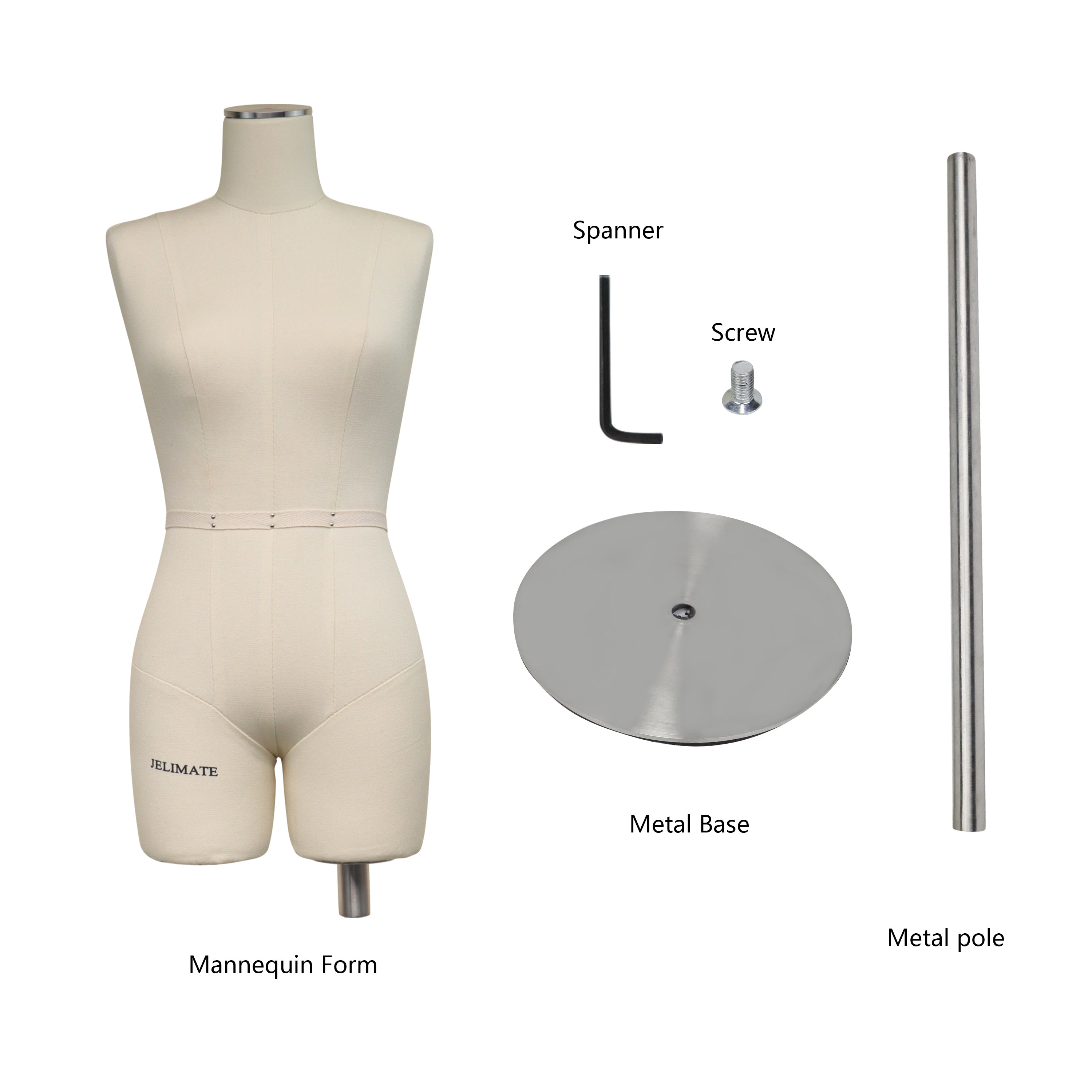 Half Scale Dress Form for Sewing - Professional Sewing Mannequin with Soft Arms (Size 12)