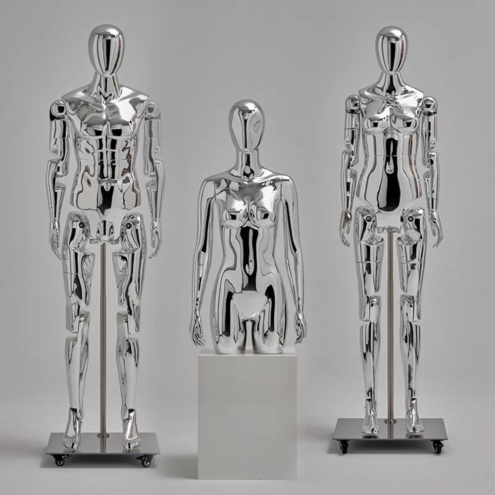 JELIMATE Chrome Full Body Mannequin Female Male Mechanical Robot Streetwear Clothing Display