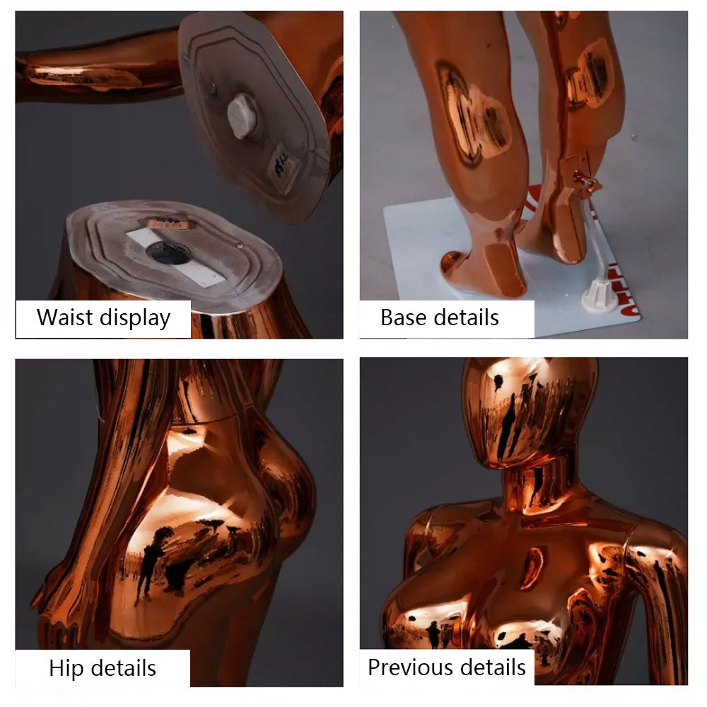 JELIMATE Plus Size Electroplated Female Mannequin 3 Colors, Curvy Window Display Fixture