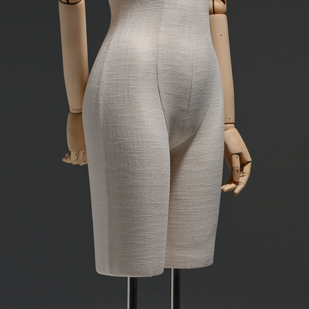 Jelimate Half Body Female Mannequin Torso With Base,Grey Linen Dress Form Manikin Body With Wooden Arms,Window Display Dress Form for Gowns,Clothing Display Model Wedding Evening Dress Mannequin