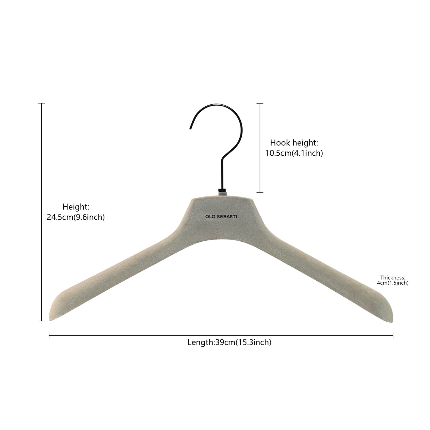 Luxury Velvet Non-Slip Hanger - Professional Boutique Grade | Grey Plastic with Silver Logo