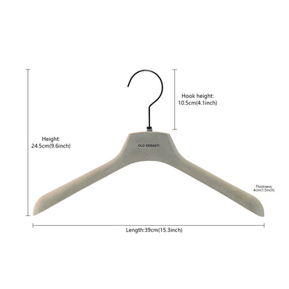 Luxury Velvet Non-Slip Hanger - Professional Boutique Grade | Grey Plastic with Silver Logo