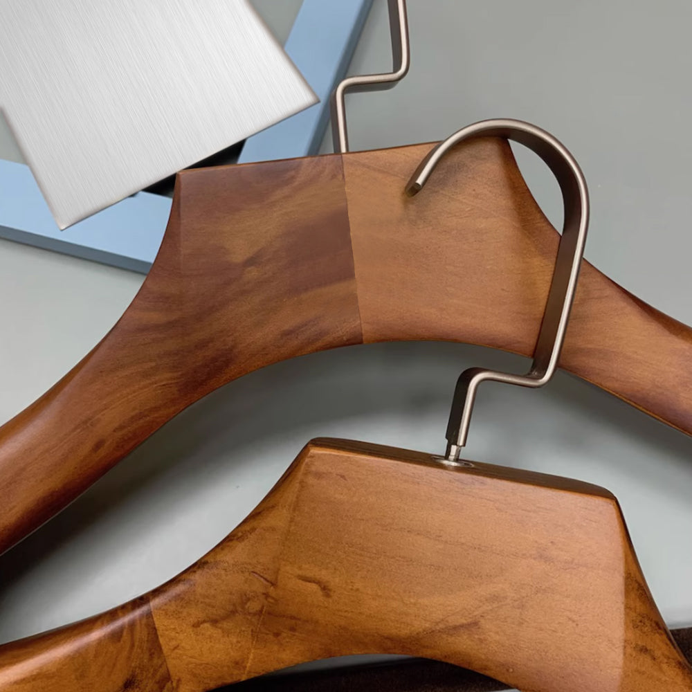 Jelimate Wide Shoulder Solid Wood Hangers Strong Wooden Hangers for Mens and Womens Wear