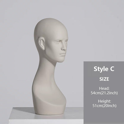 Realistic Fiberglass Mannequin Head with Shoulders for Wigs, Hats & Jewelry
