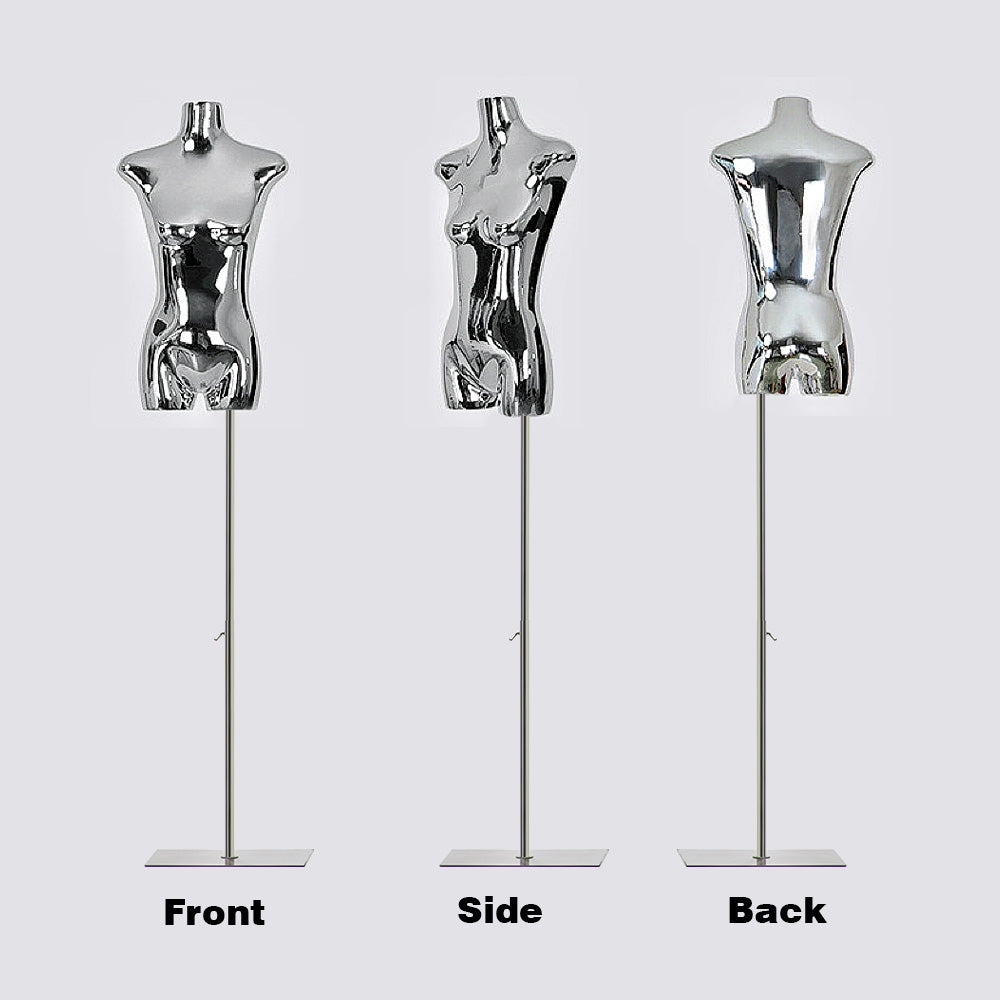 Jelimate High Quality Electroplated Female Mannequin Torso Without Head,Women Dress Form Flat Shoulder Model,Window Display Adult Clothing Dress Form Props