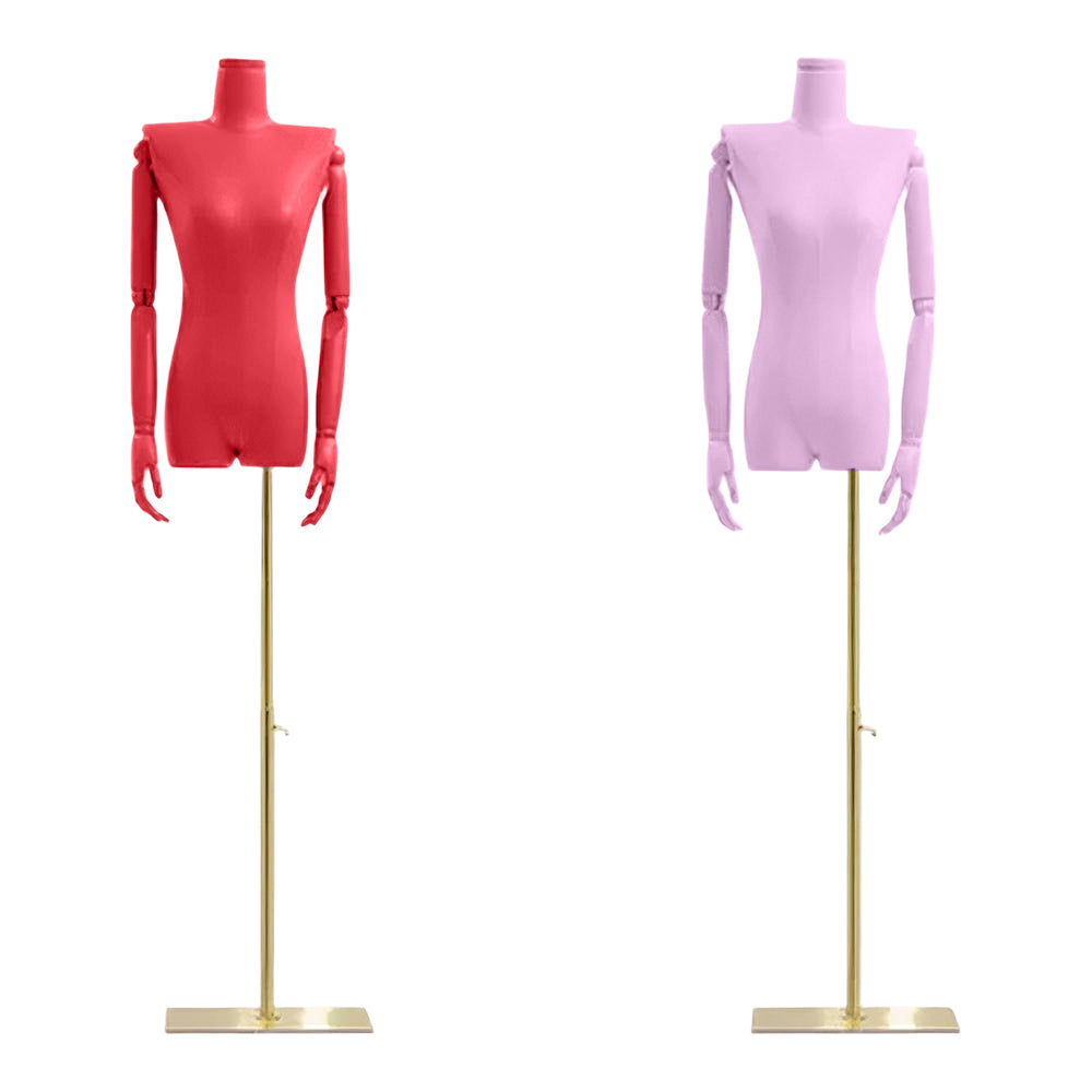 Jelimate Female Leather Mannequin Torso With Wooden Arms,Colorful Leather Dress Form Model Props,Shop Window Clothing Dress Form Flat Shoulder Model