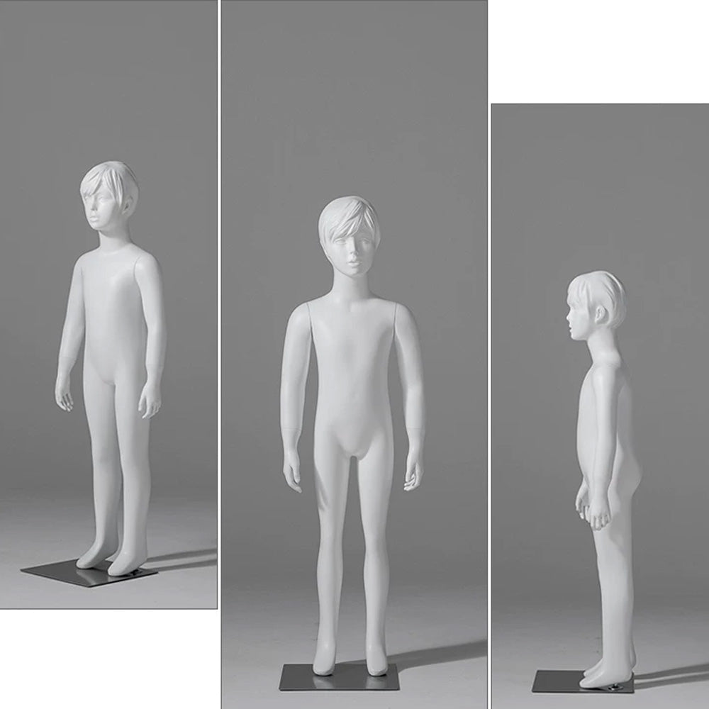 JELIMATE Child & Teen Full Body Mannequin with Face | Matte White Kids Display
