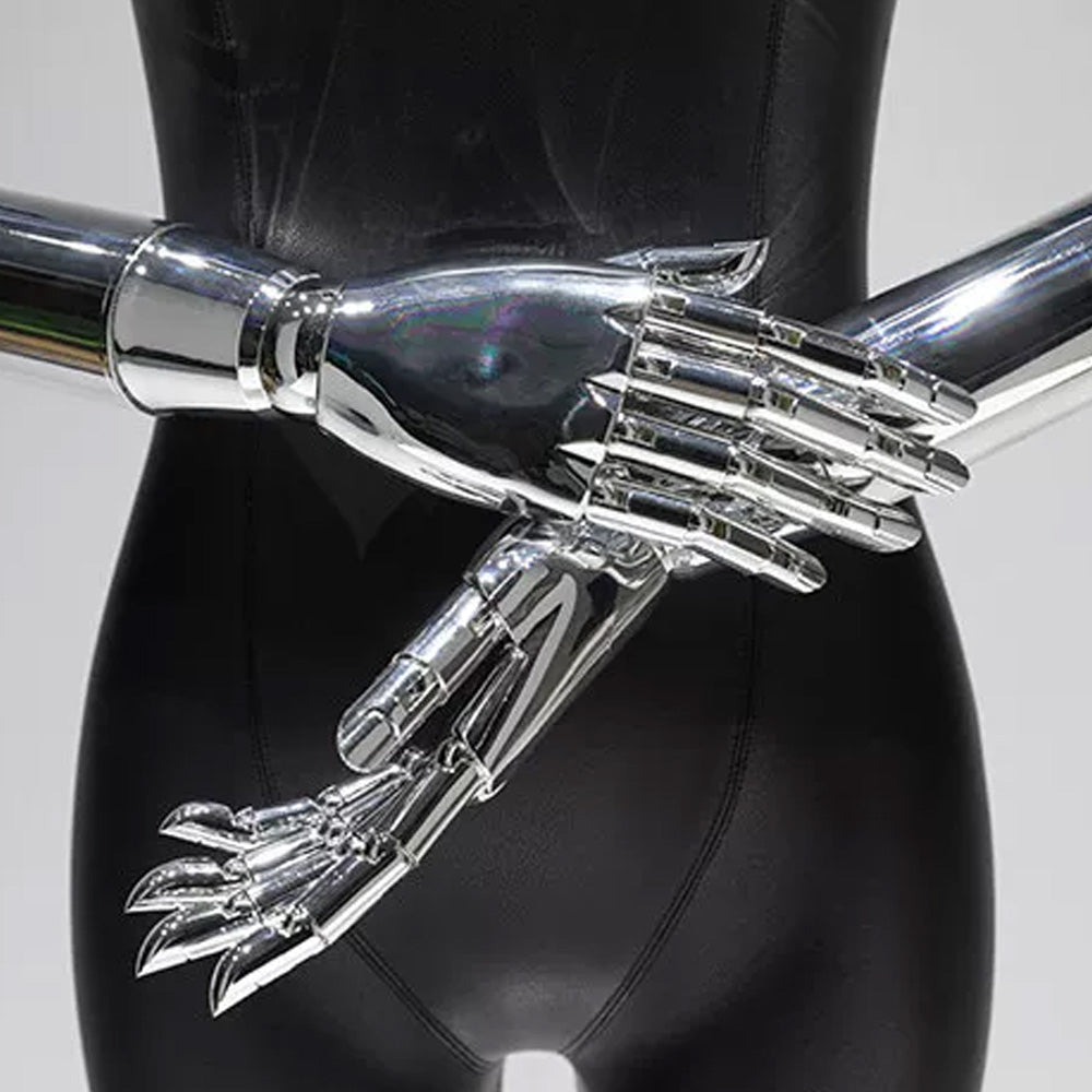 JELIMATE PU Leather Female Torso Mannequin with Poseable Arms for Boutique Window Display