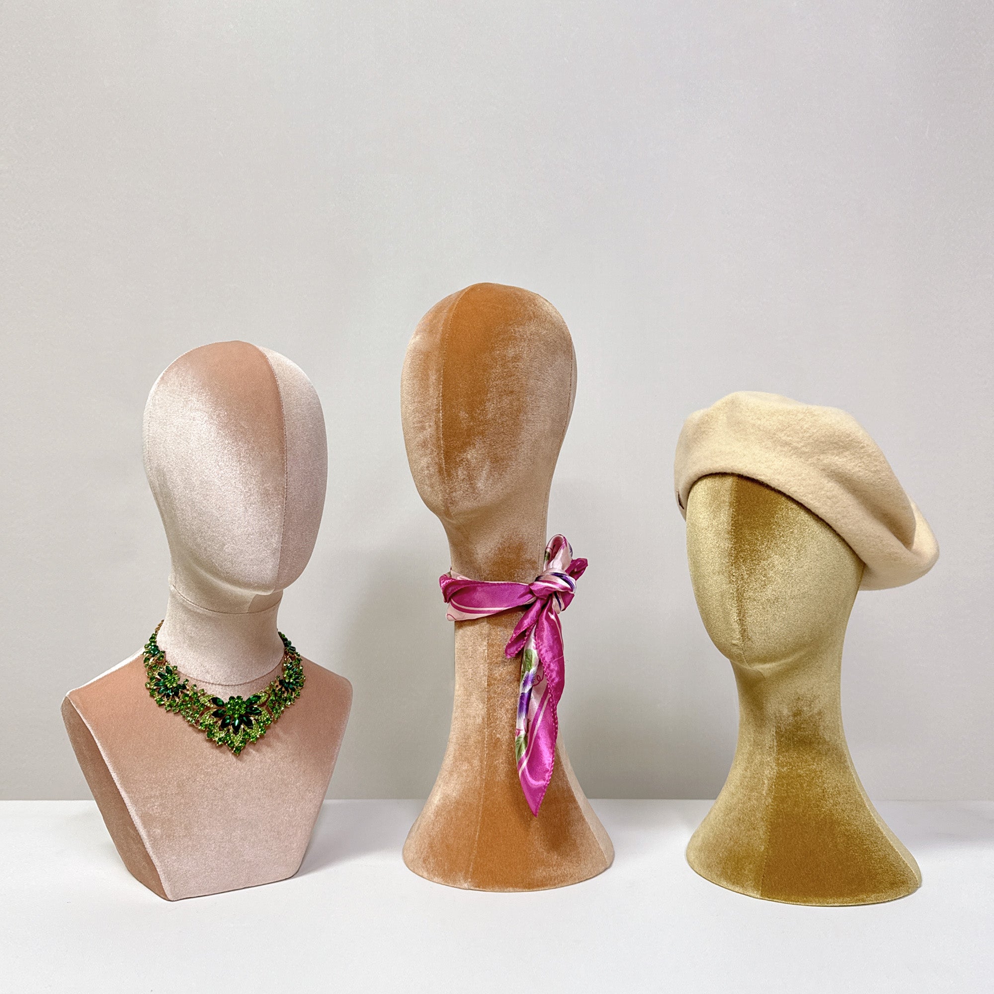 Jelimate Female Head Mannequin Head Display Form,Fully Pinnable Velvet Mannequin Head Dress Form Hat Display Stand,Headband Headphone Sunglasses Scarf Jewelry Wig Display Head Model