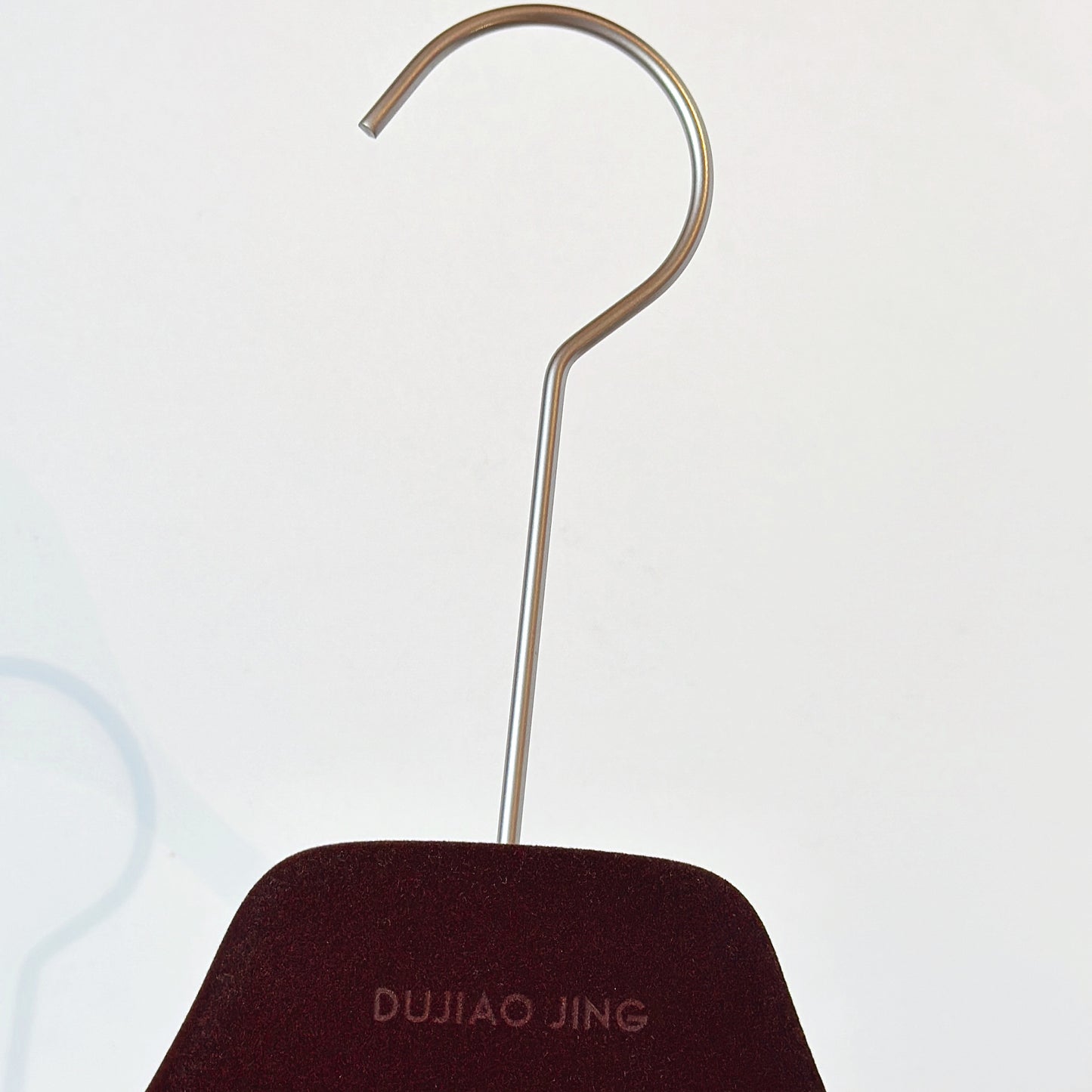 Custom Logo Velvet Clothes Hanger - Dark Brown Non-Slip Design with Long Round Hook | JELIMATE
