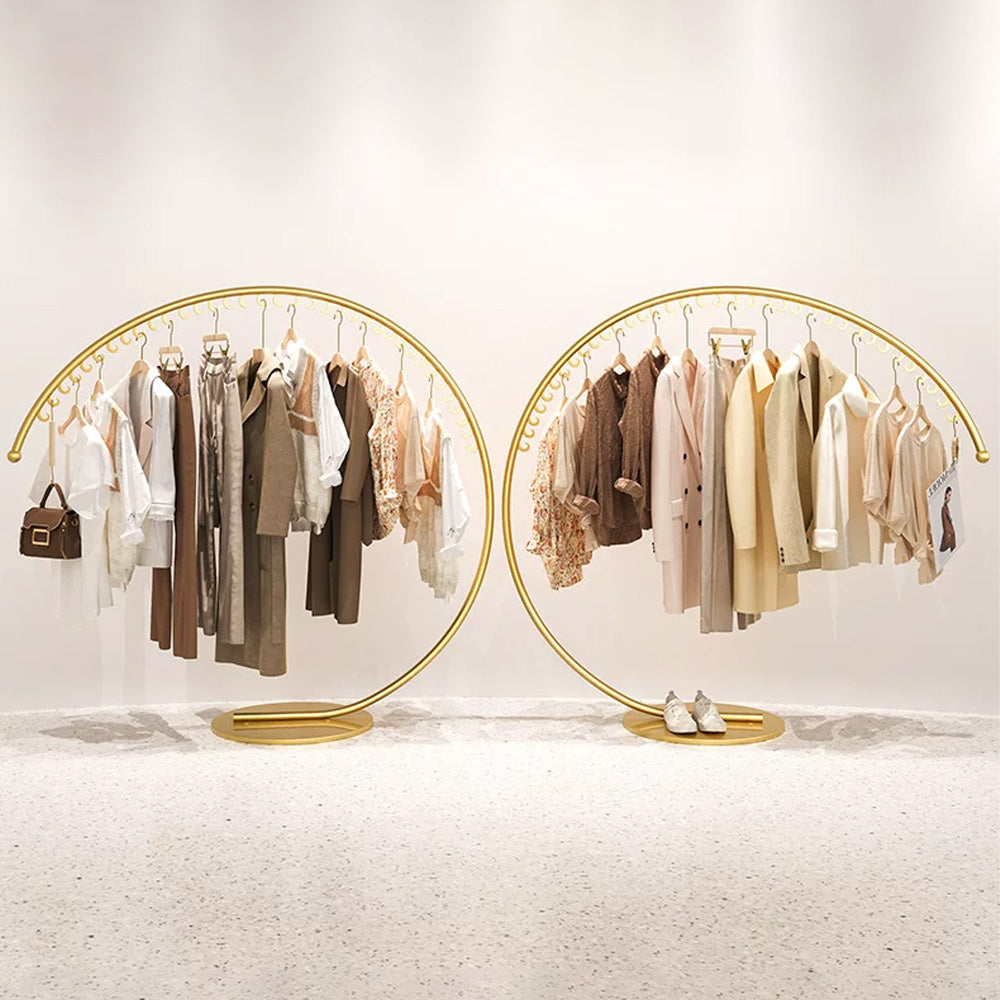 JELIMATE Arc Clothing Display Rack | Gold Iron Garment Rack for Boutique Store