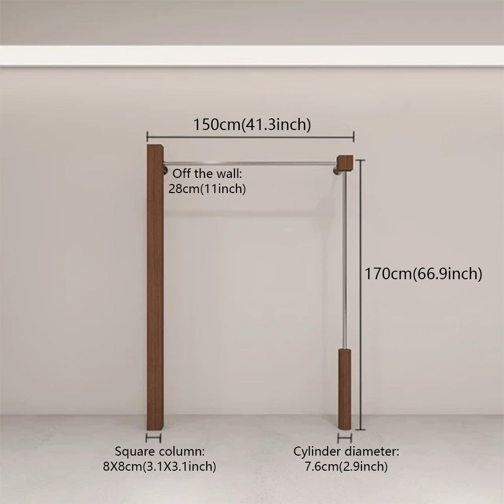 JELIMATE Walnut Clothing Display Rack for Boutique Retail Store Showroom Floor Standing