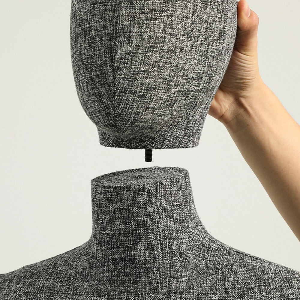 JELIMATE Half Body Male Female Dress Form Torso,Natural Linen Fabric Covered Mannequin,Women Men Clothing Display Mannequin Torso With Wooden Arms