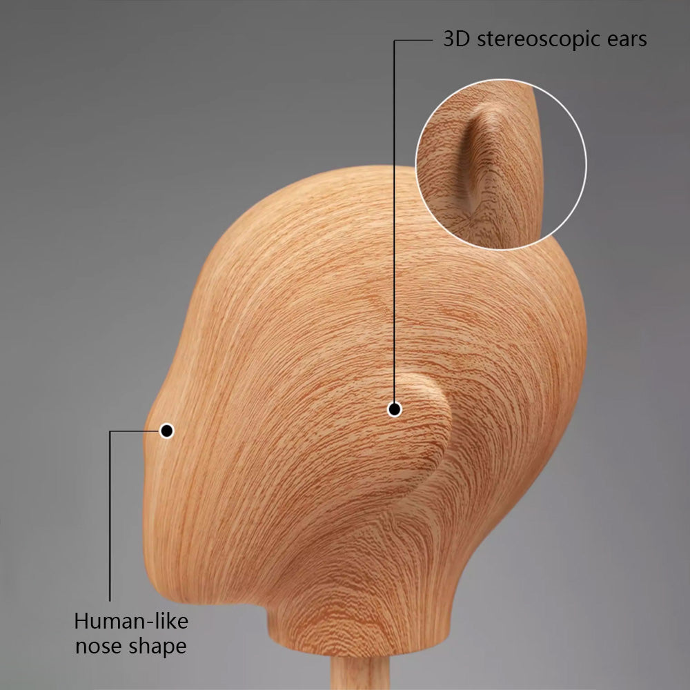 Wood Grain Mannequin Head Display Stand - Tabletop Hat Wig Holder for Retail Stores & Closet Organization