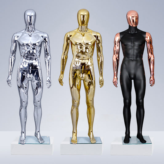 Professional Male Mannequin - Electroplated Display with Rotating Head