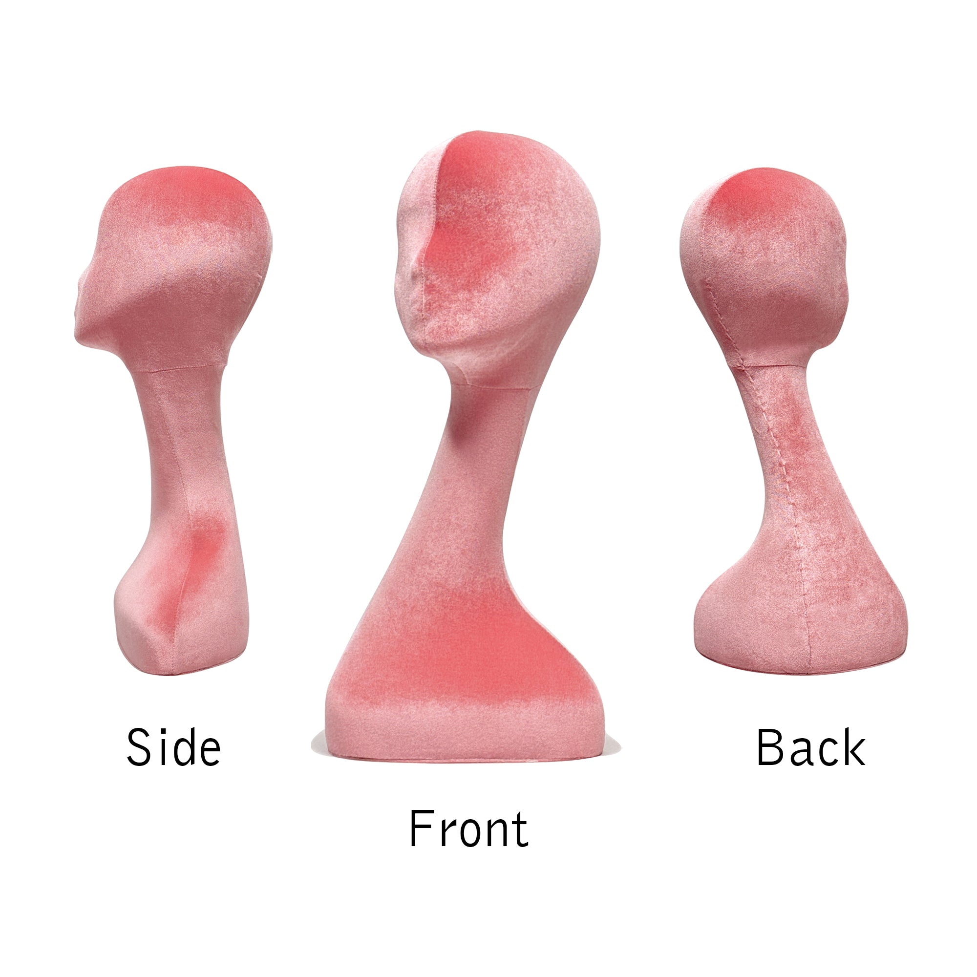 Jelimate Female Mannequin Head Dress Form Manikin,Long Neck Pink Velvet Mannequin Head for Wigs Jewelry Display Stand,Hat Display Head Mannequin Headphone Stand Sunglasses Display Holder