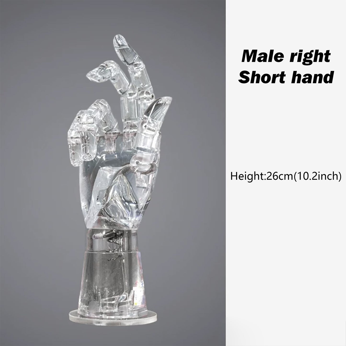JELIMATE Clear Hand Mannequin Display Stand Articulated Joints Jewelry Ring Holder