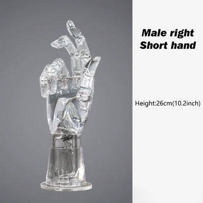 JELIMATE Clear Hand Mannequin Display Stand Articulated Joints Jewelry Ring Holder