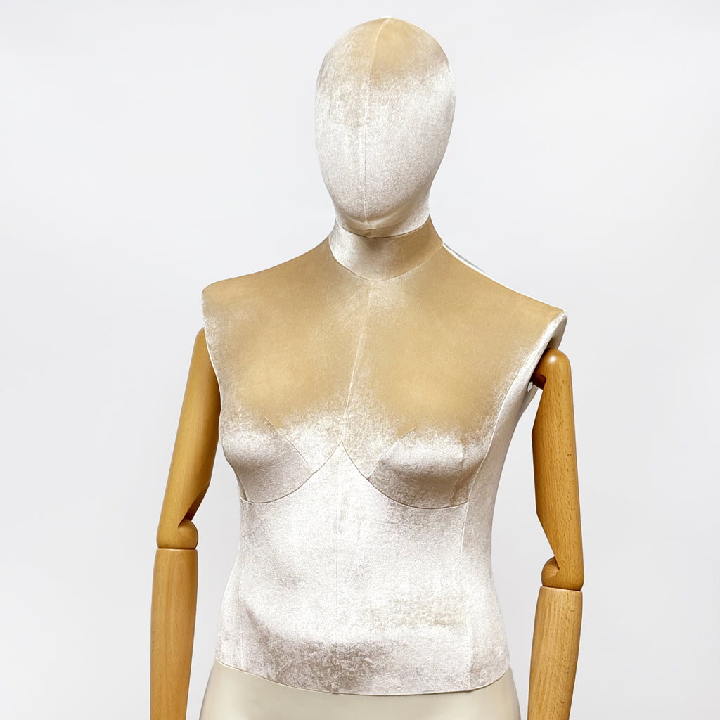 Elegant Plus Size Female Mannequin with Wooden Arms & Velvet Torso