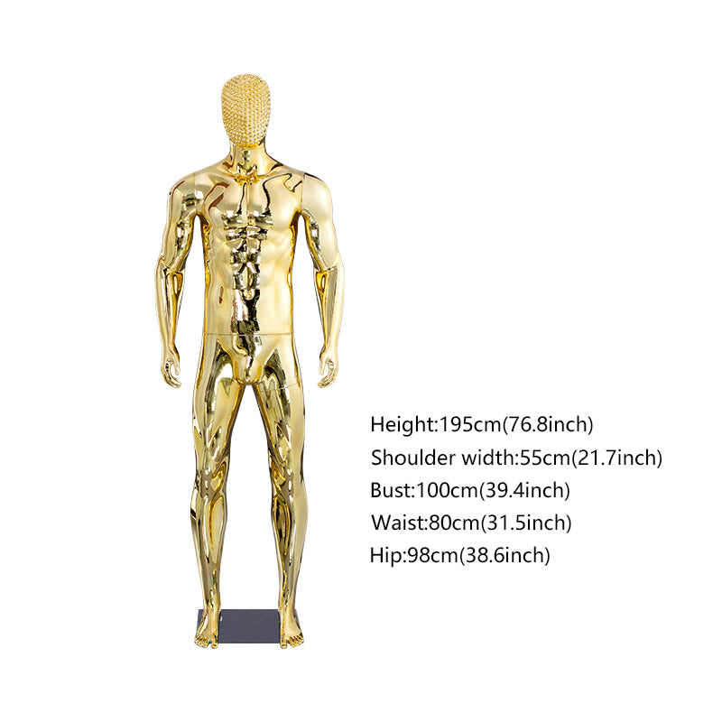 Electroplated Male Mannequin - Full Body Display for Men's Fashion | JELIMATE