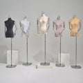 Torso de maniquí femenino de alta calidad de Jelimate con cabeza, modelo de maniquí de terciopelo colorido para escaparate, maniquí de exhibición de ropa con brazos dorados y plateados