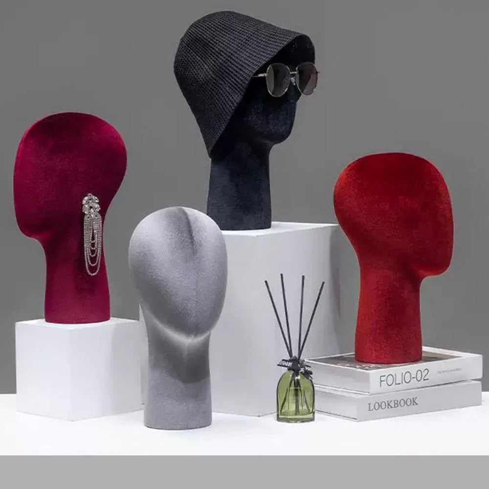 Jelimate Mannequin Head Multicolor Velvet Fabric Mannequin Display Hats and Wigs and Jewelry