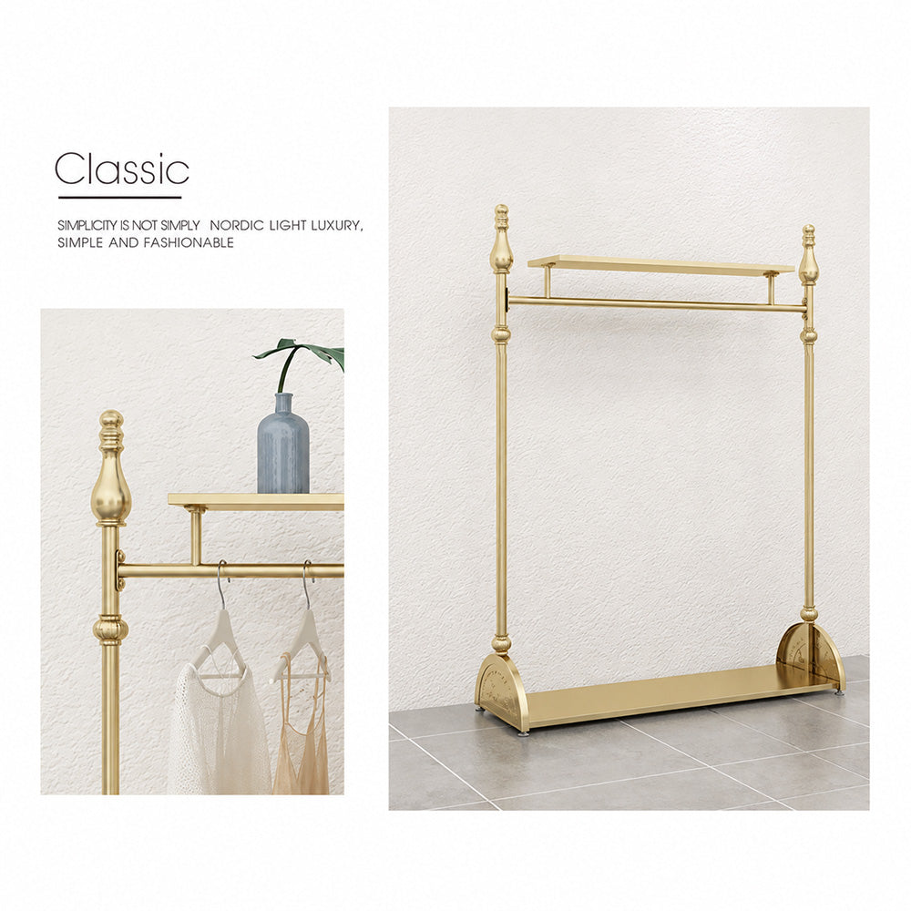 JELIMATE Gold Clothing Display Rack for Boutique – Single & Double Rod Stand