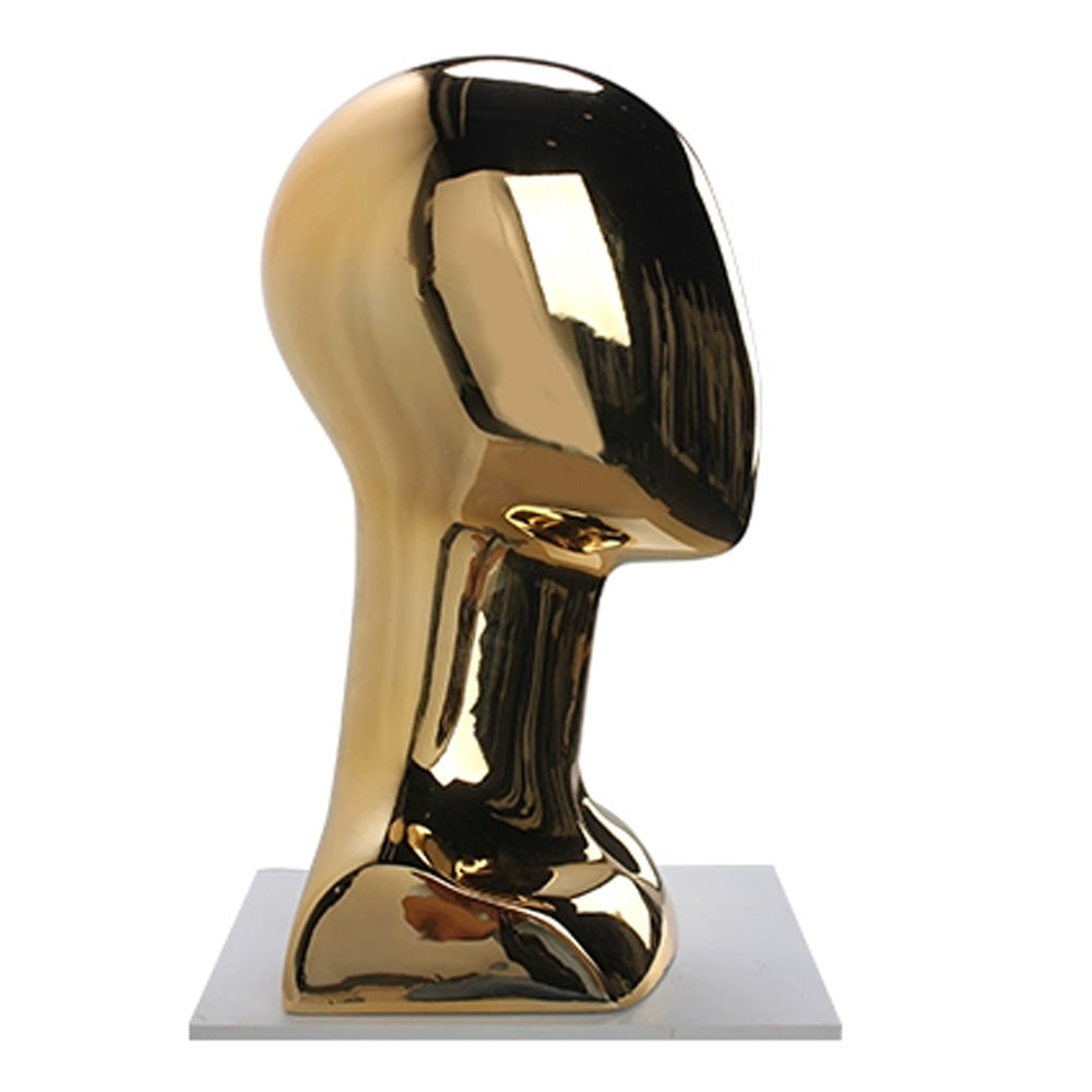 Jelimate High Quality Fiberglass White Gold Mannequin Head for Wigs,Hat Display Head Mannequin Props Window Dress Form,Headband Scarf Jewelry Display Stand