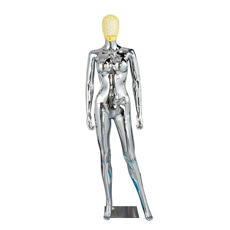 Premium Electroplated Female Mannequin - Hollow Metal Wire Head Display