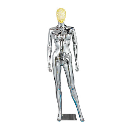 Premium Electroplated Female Mannequin - Hollow Metal Wire Head Display