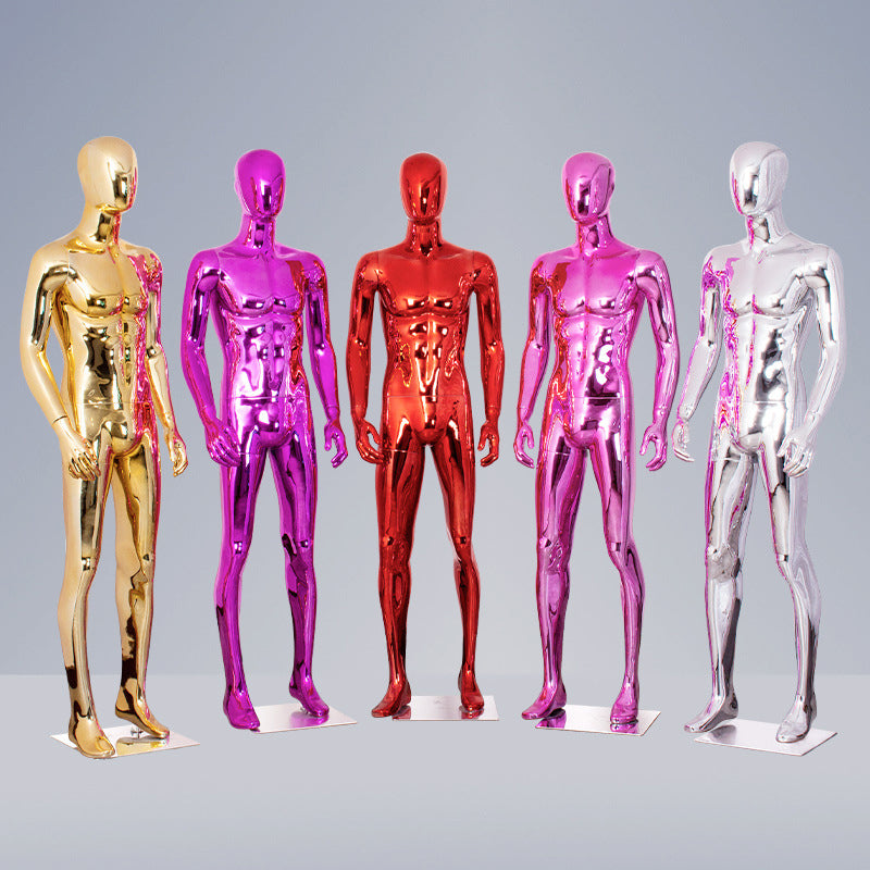 Brand Clothing Electroplated Mannequin | Full - Body Colorful Fiberglass Resin Golden Men's Clothing Window Display Rack