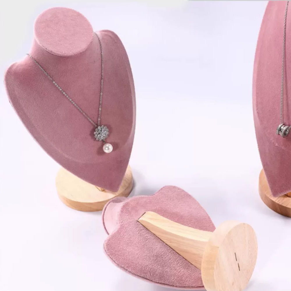 Jelimate High End Pink Velvet Necklace Display Bust,Luxury Jewellery Stand Jewelry Display Bust Necklace Holder,Jewelry Store Jewelry Display Stand